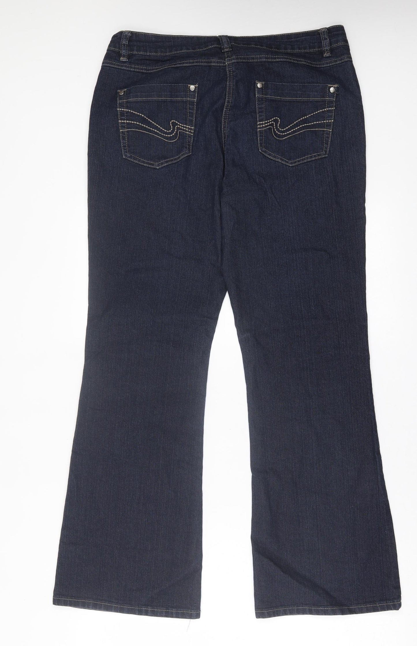 Debenhams Womens Blue  Cotton Bootcut Jeans Size 14 L31 in Regular Button