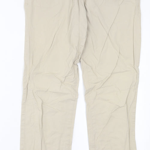 Indigo Womens Beige  Cotton Trousers  Size 30 in L29 in Regular Button