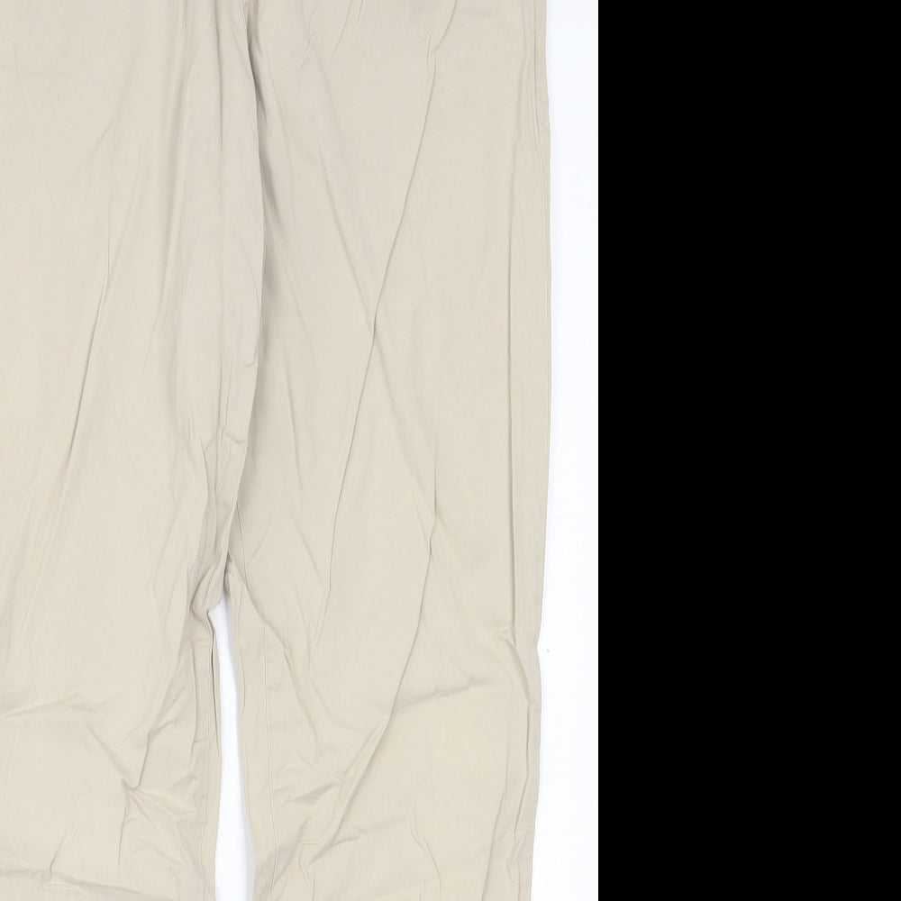 Indigo Womens Beige  Cotton Trousers  Size 30 in L29 in Regular Button
