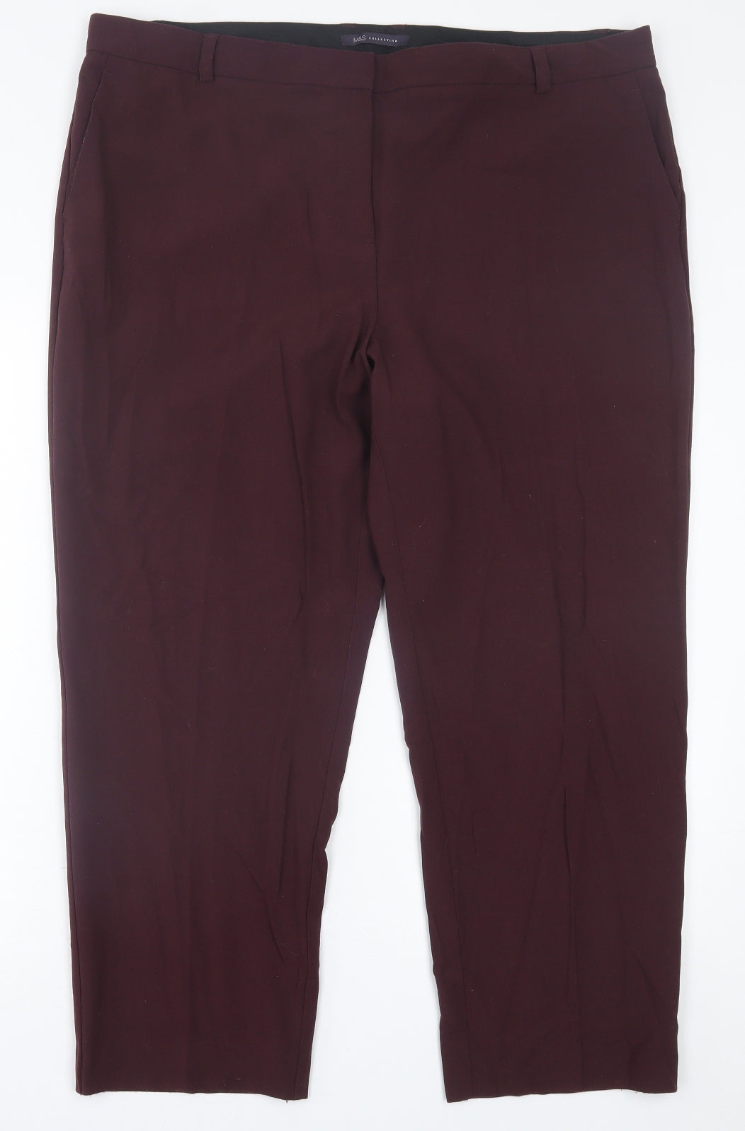Marks and Spencer Womens Purple  Polyester Trousers  Size 20 L27 in Regular Hook & Eye