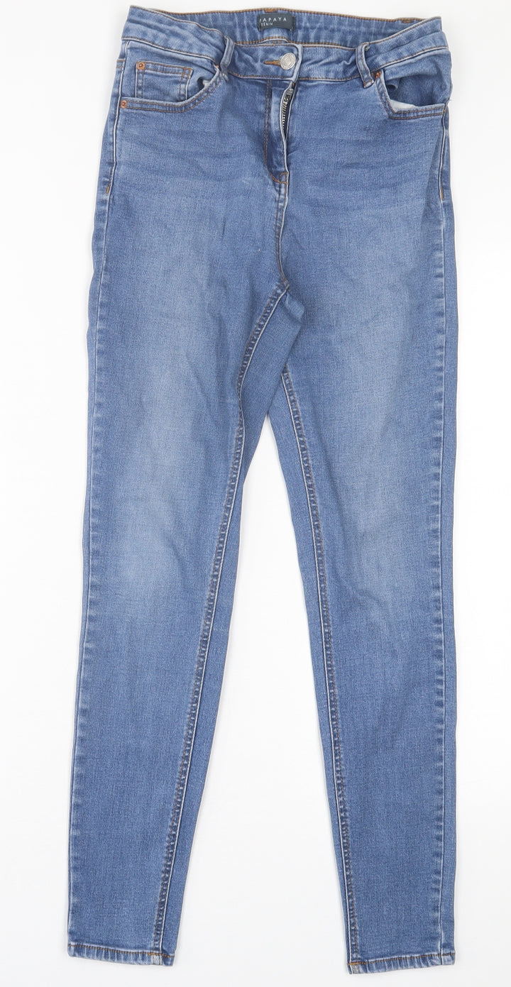 Papaya Womens Black Cotton Skinny Jeans Size 10 L29 in Regular Button
