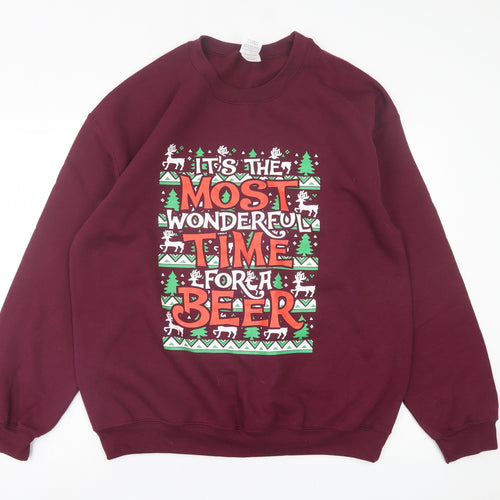Gildan Mens Purple  Cotton Pullover Sweatshirt Size L   - Christmas Jumper