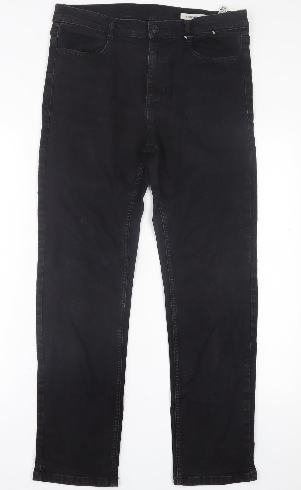 Marks and Spencer Womens Black  Cotton Straight Jeans Size 14 L28 in Regular Button
