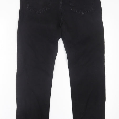 Marks and Spencer Womens Black  Cotton Straight Jeans Size 14 L28 in Regular Button