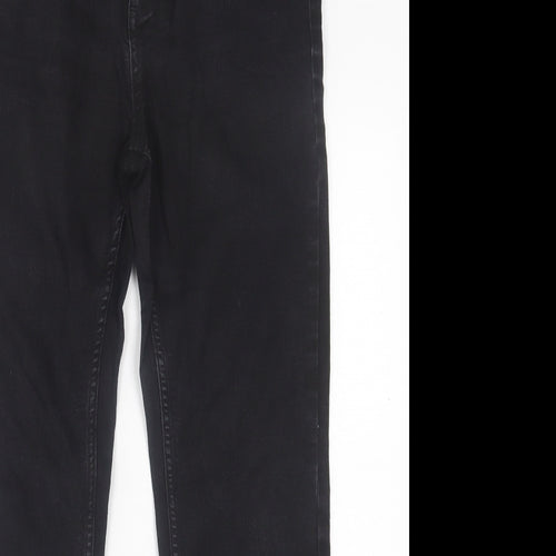 Marks and Spencer Womens Black  Cotton Straight Jeans Size 14 L28 in Regular Button