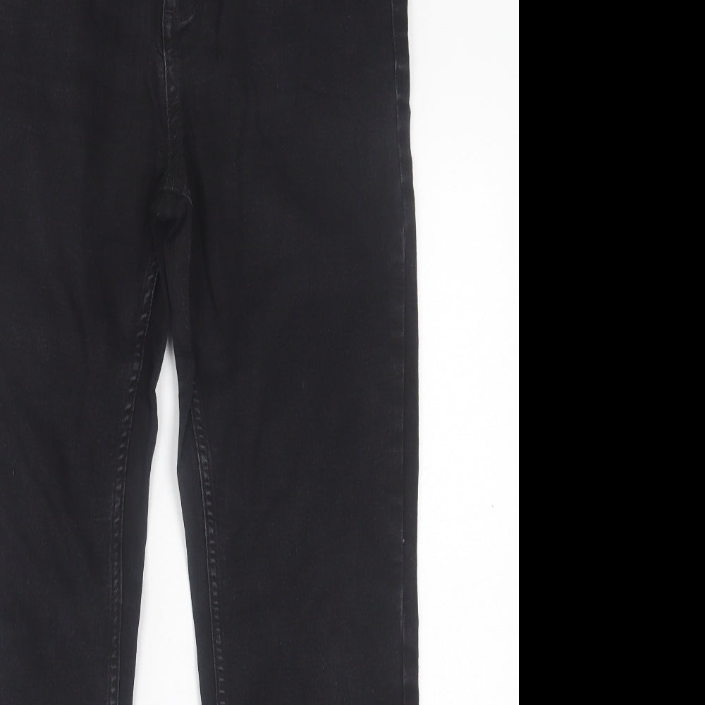Marks and Spencer Womens Black  Cotton Straight Jeans Size 14 L28 in Regular Button