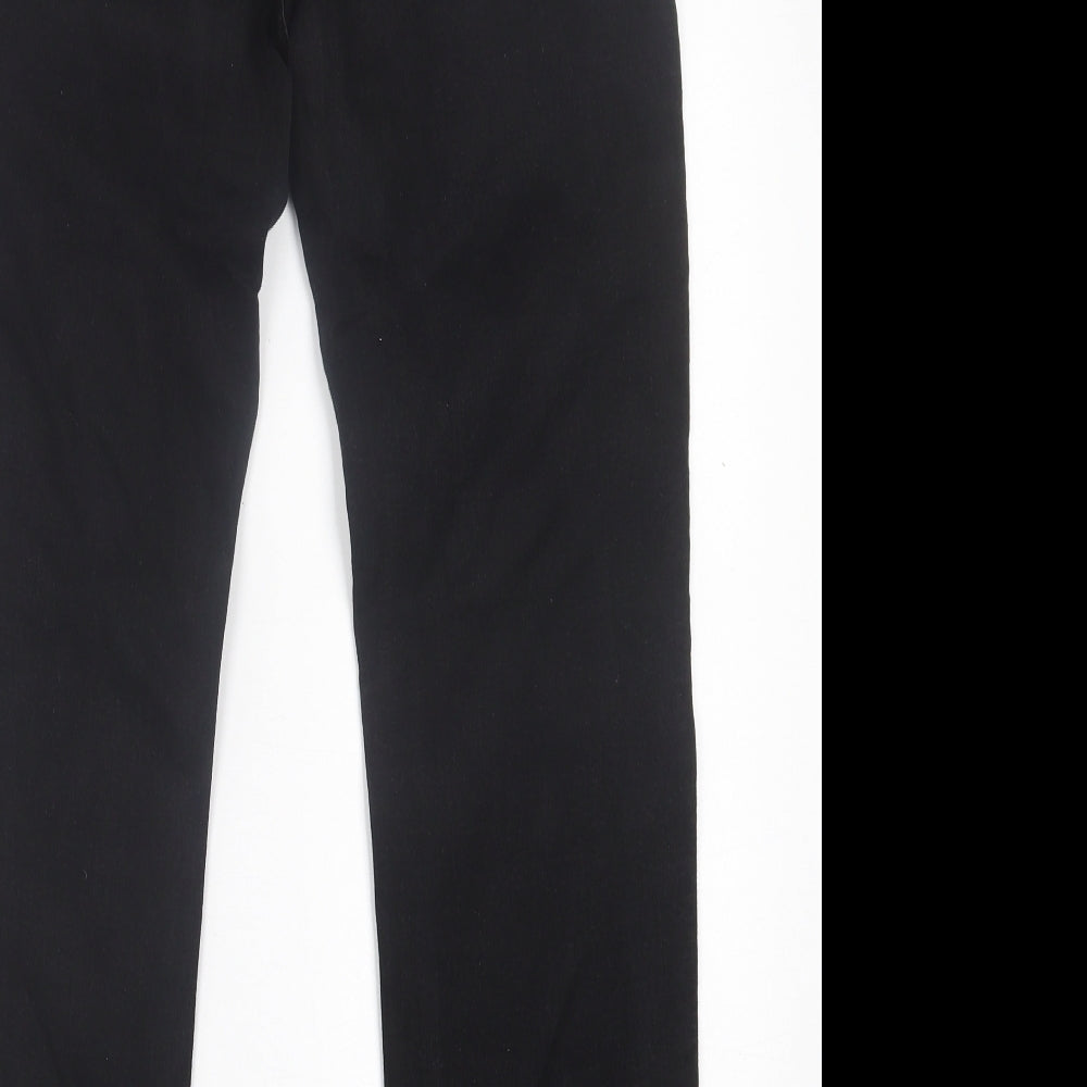 Marks and Spencer Womens Black  Cotton Straight Jeans Size 14 L28 in Regular Button