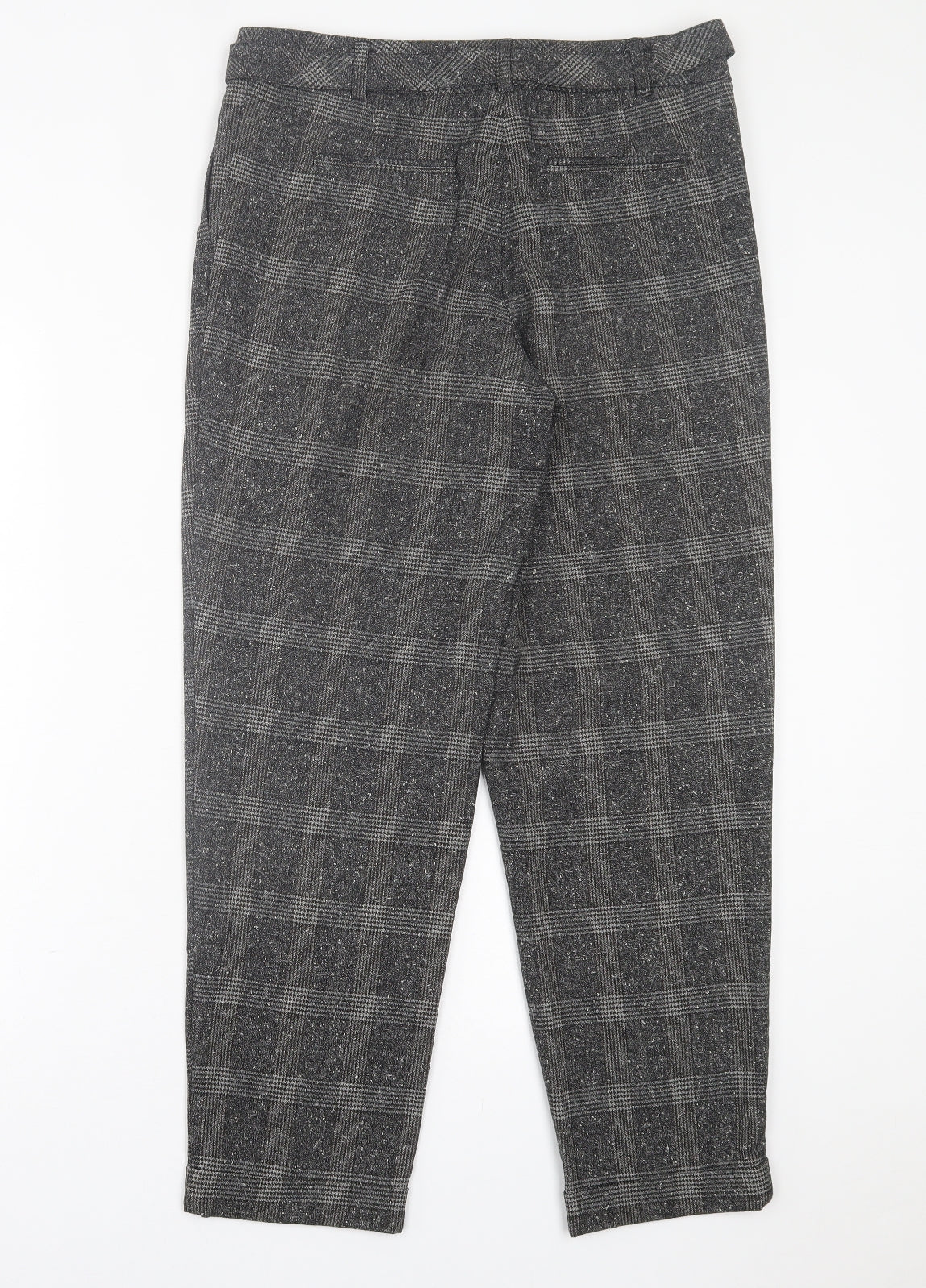 NEXT Womens Grey Herringbone Polyester Trousers  Size 8 L27 in Regular Button