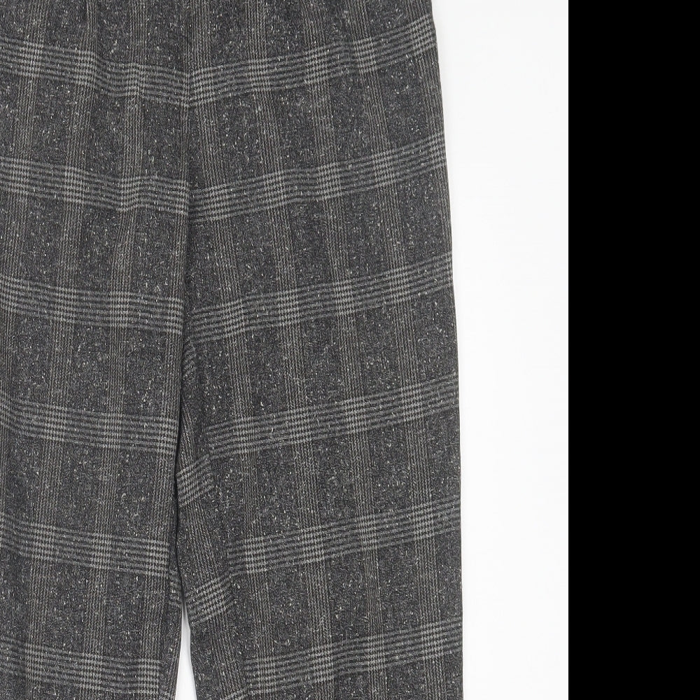 NEXT Womens Grey Herringbone Polyester Trousers  Size 8 L27 in Regular Button