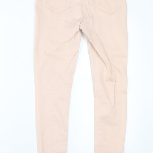 M&Co Womens Pink  Cotton Skinny Jeans Size 8 L29 in Regular Button