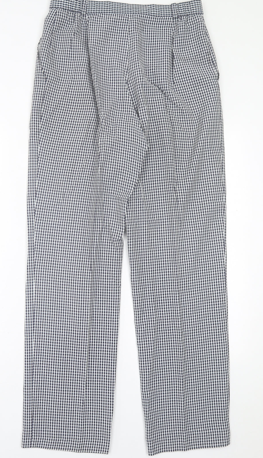 Marks and Spencer Womens Blue Plaid Polyester Trousers  Size 12 L31 in Regular Button