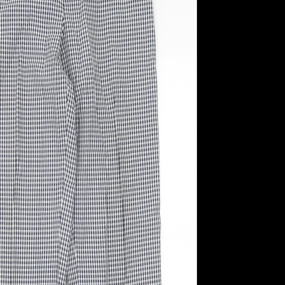 Marks and Spencer Womens Blue Plaid Polyester Trousers  Size 12 L31 in Regular Button