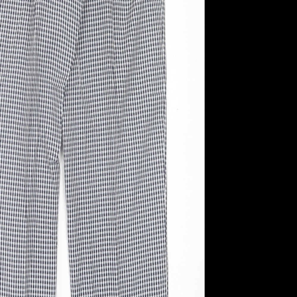 Marks and Spencer Womens Blue Plaid Polyester Trousers  Size 12 L31 in Regular Button