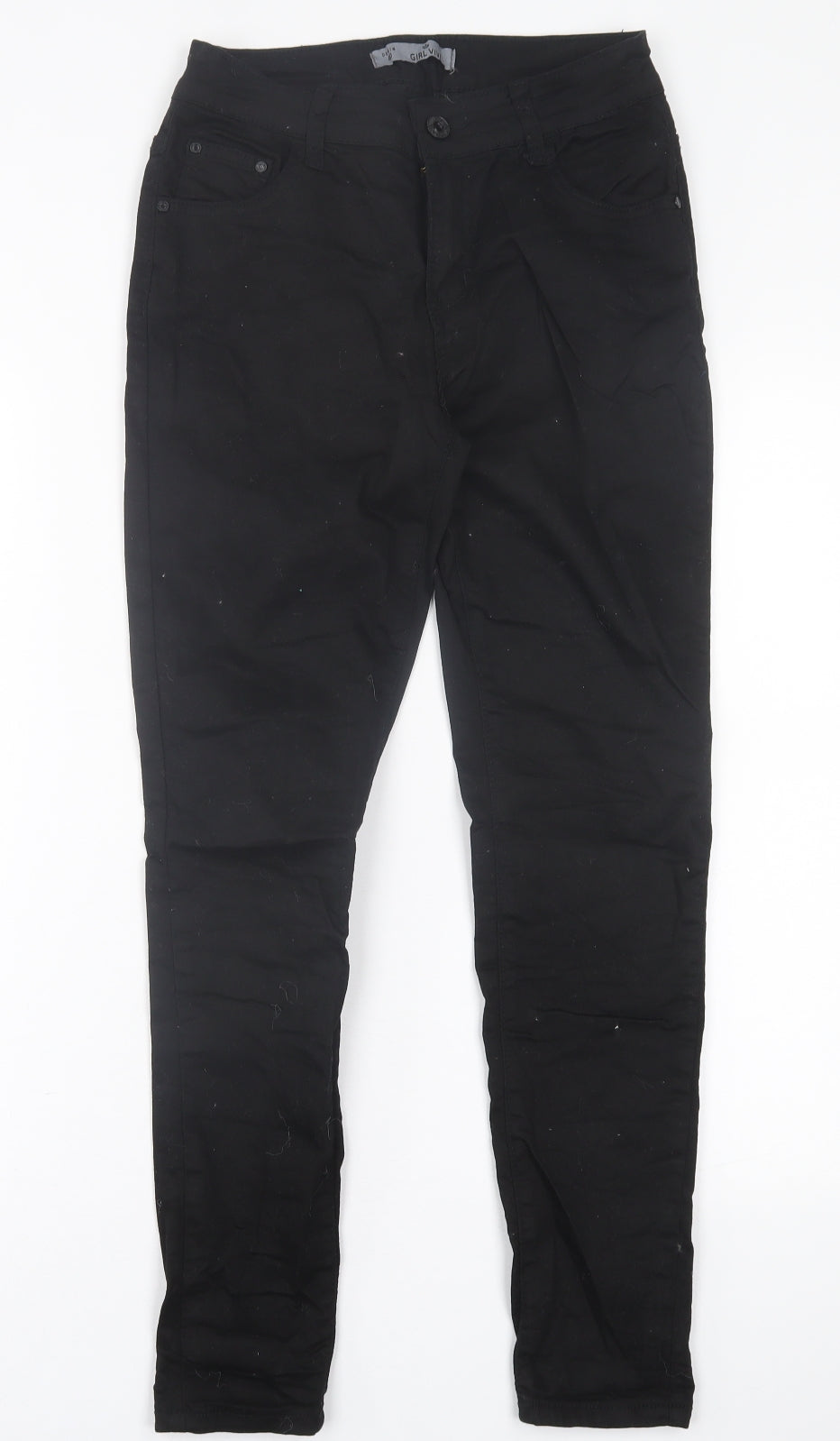 Girl VIVI Womens Black  Cotton Skinny Jeans Size 12 L28 in Regular Button