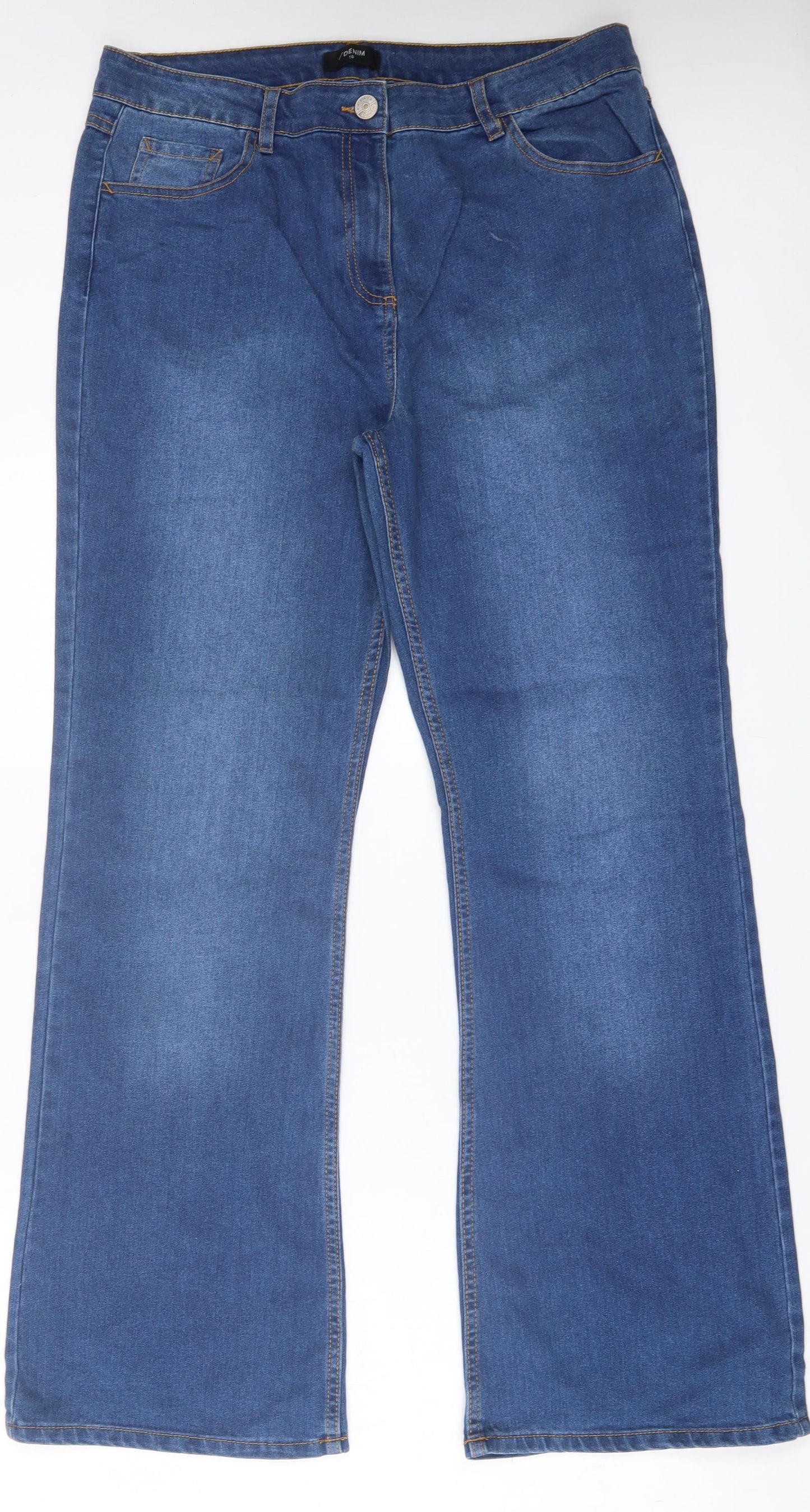 Matalan Womens Blue  Cotton Straight Jeans Size 16 L31 in Regular Button