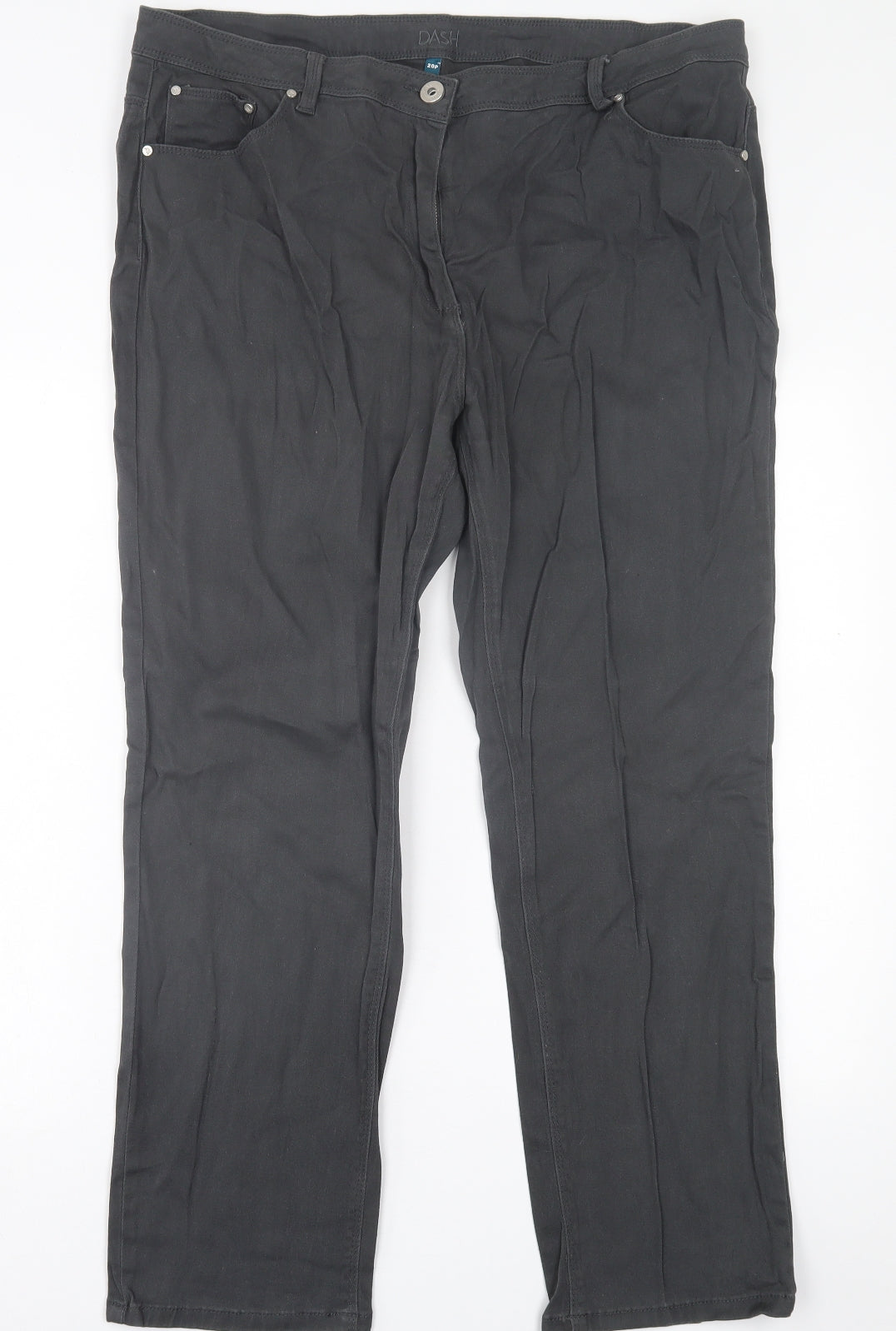 DASH Womens Grey  Cotton Straight Jeans Size 20 L28 in Regular Button