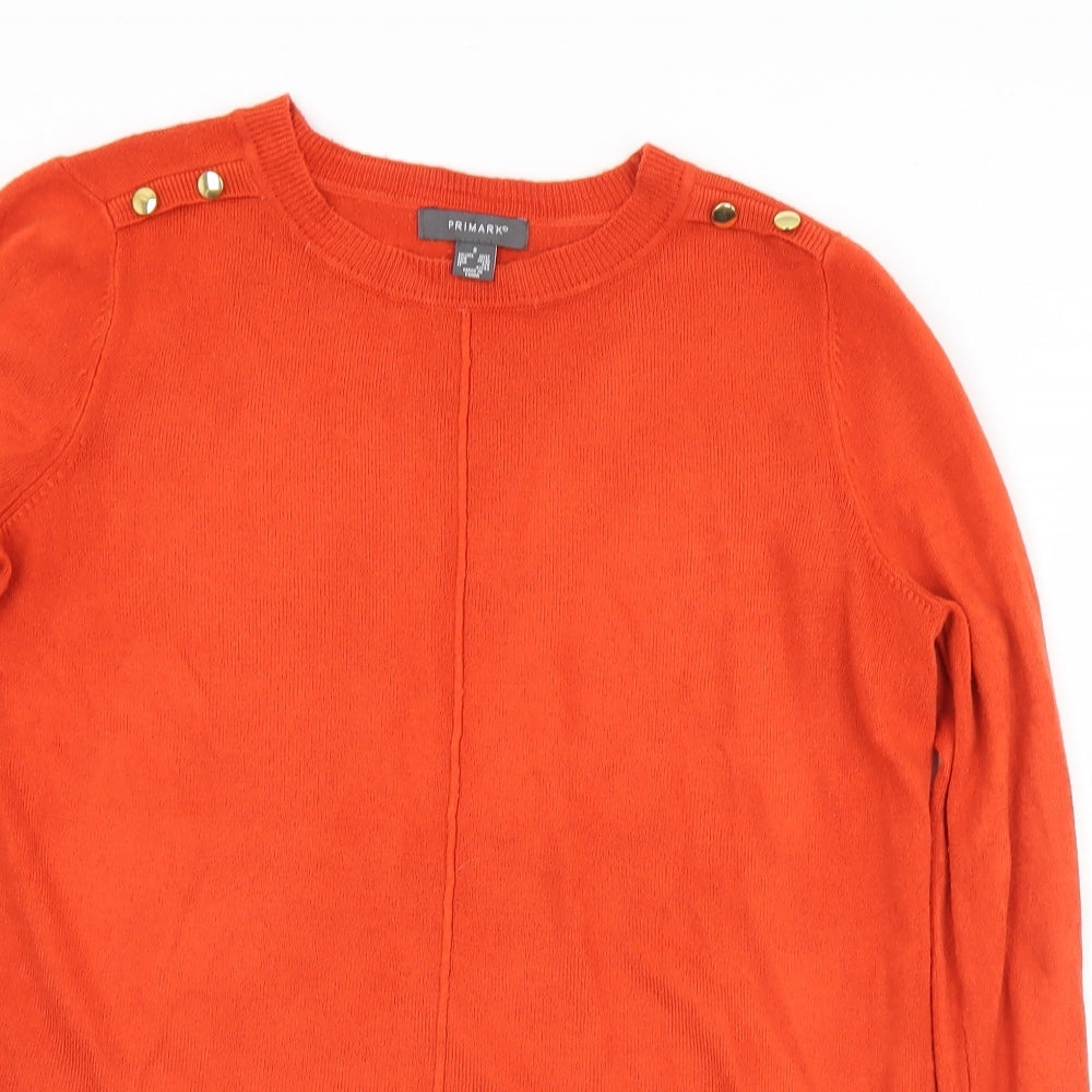 Primark Womens Orange Crew Neck  Acrylic Pullover Jumper Size 10