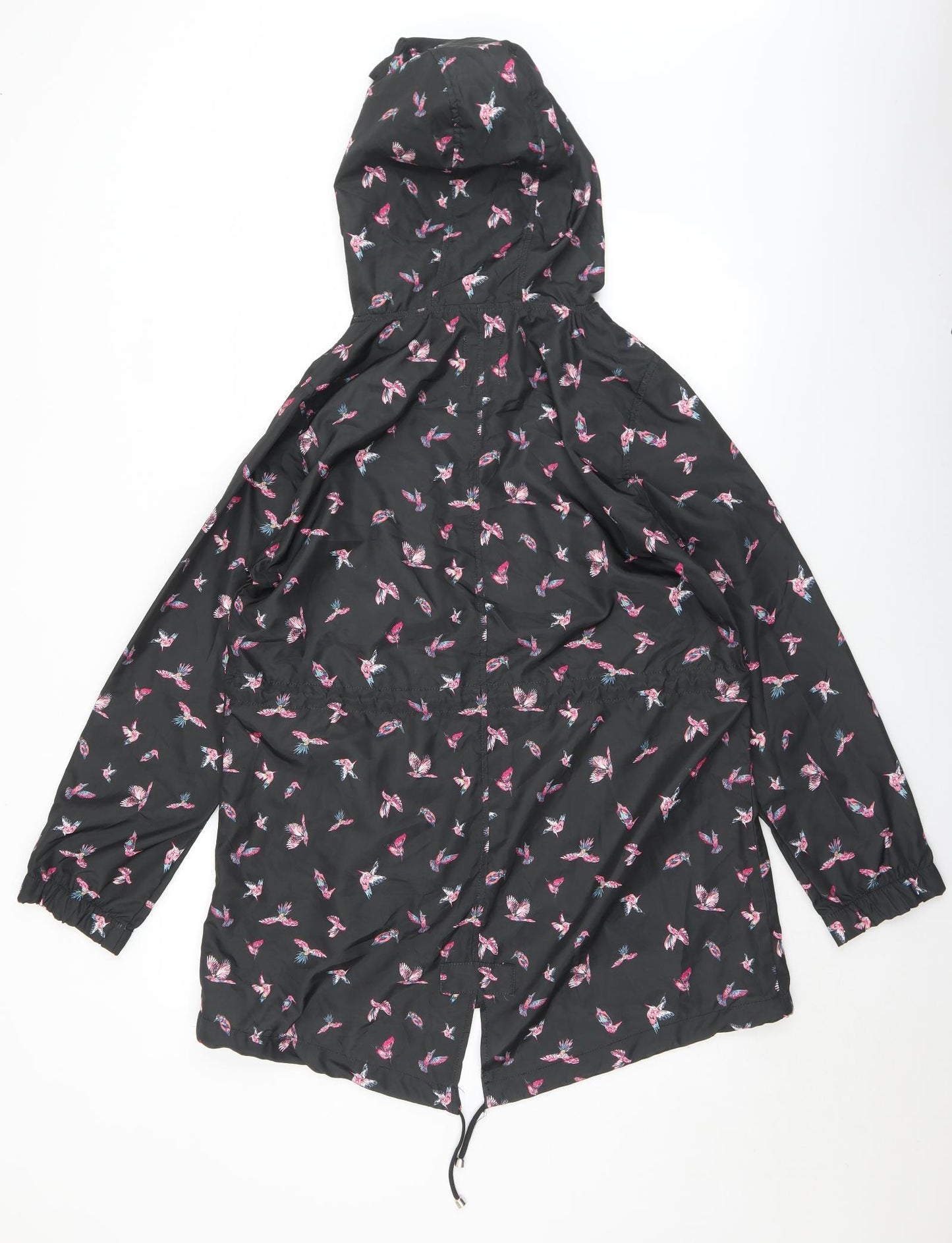 Primark Womens Black Geometric  Windbreaker Jacket Size 10  Zip - 10/12. Birds