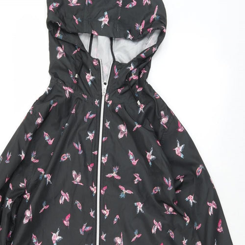 Primark Womens Black Geometric  Windbreaker Jacket Size 10  Zip - 10/12. Birds