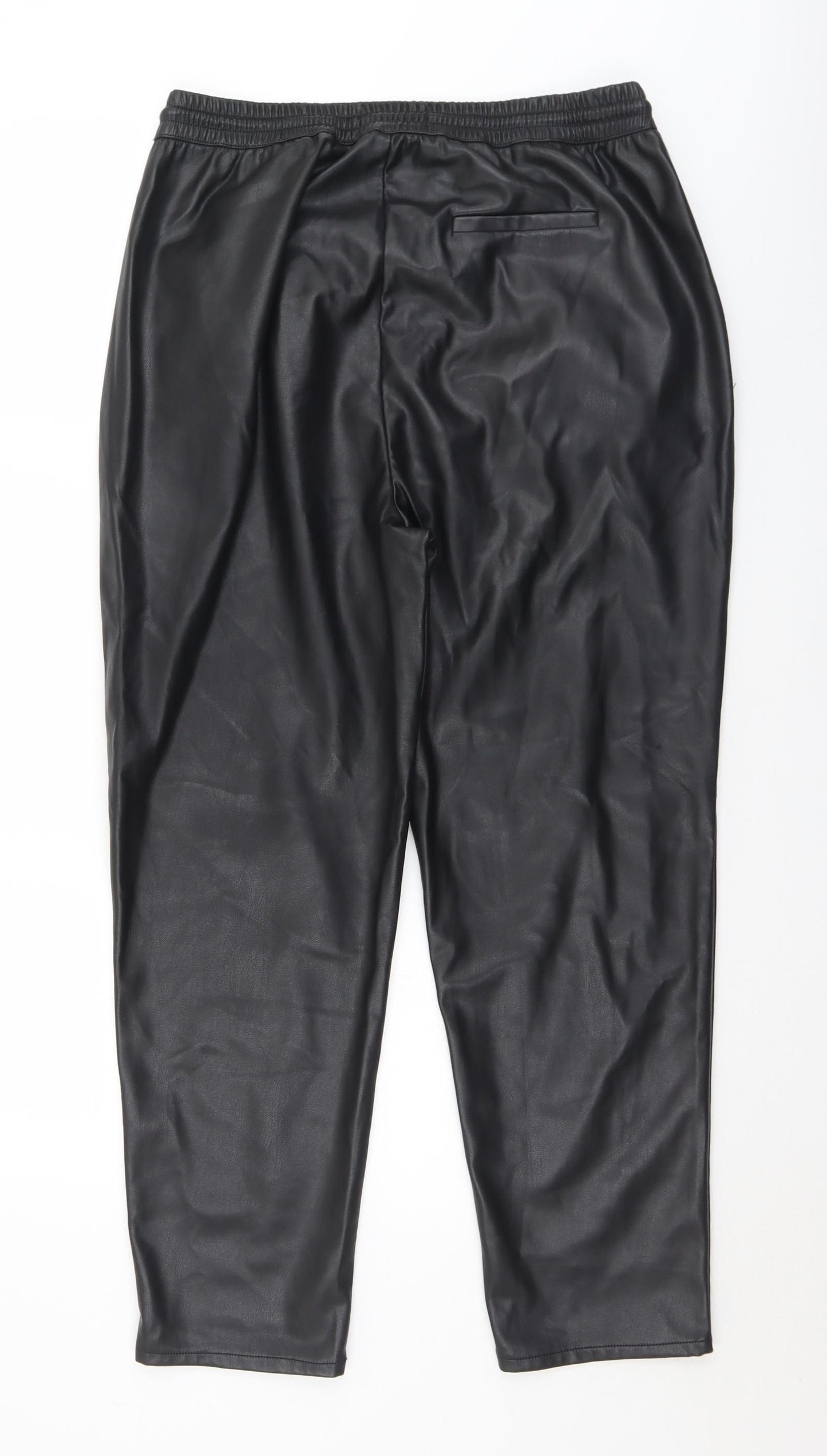 NEXT Womens Black  Polyester Trousers  Size 14 L27 in Regular Drawstring