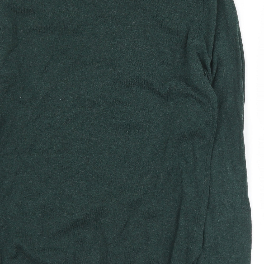 Geroge Mens Green V-Neck  Cotton Pullover Jumper Size S