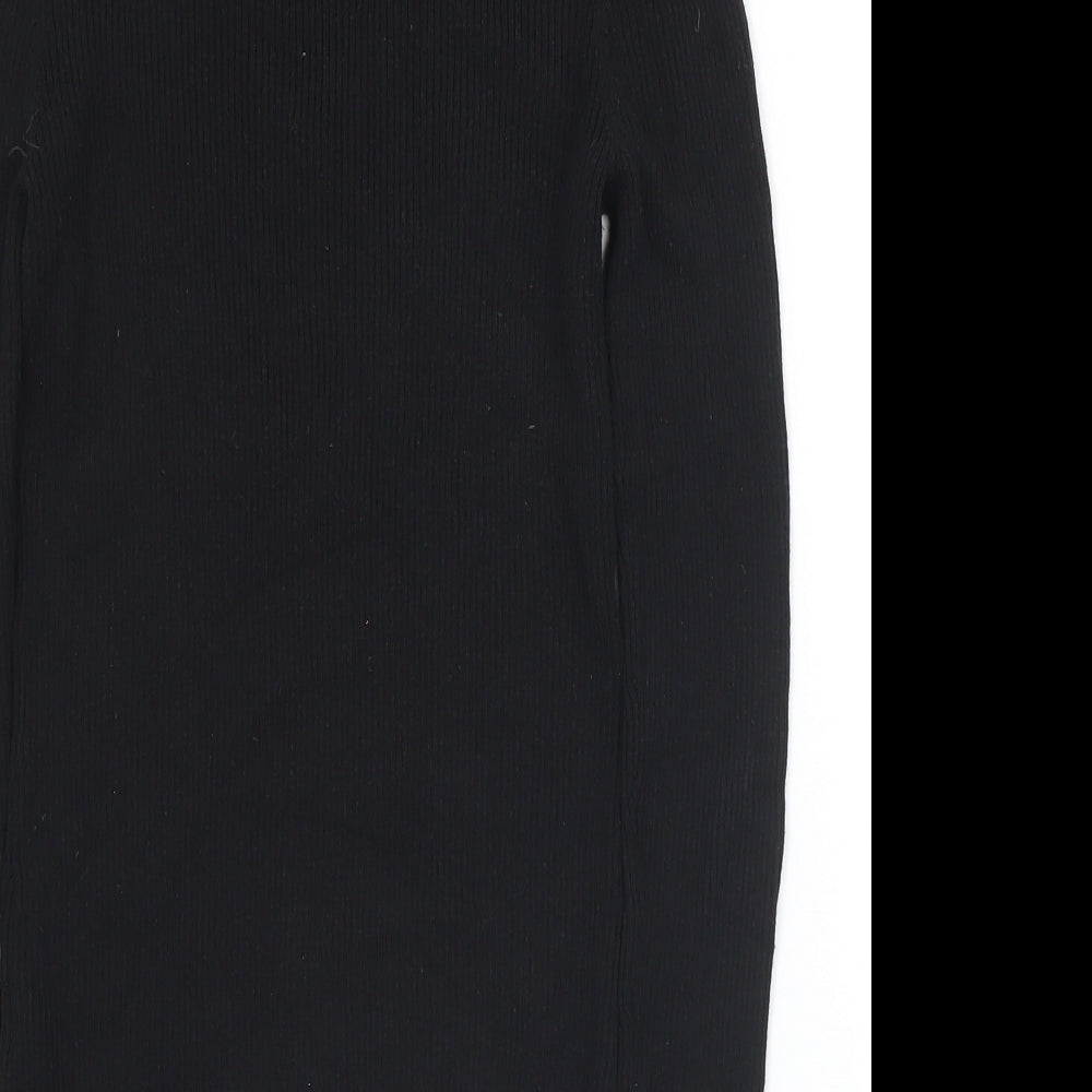 River Island Womens Black Mock Neck  Viscose Pullover Jumper Size 8