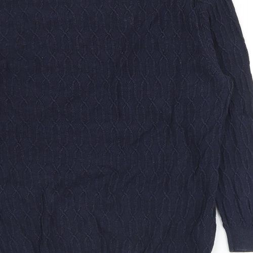 CC Womens Black V-Neck  Cotton Pullover Jumper Size M