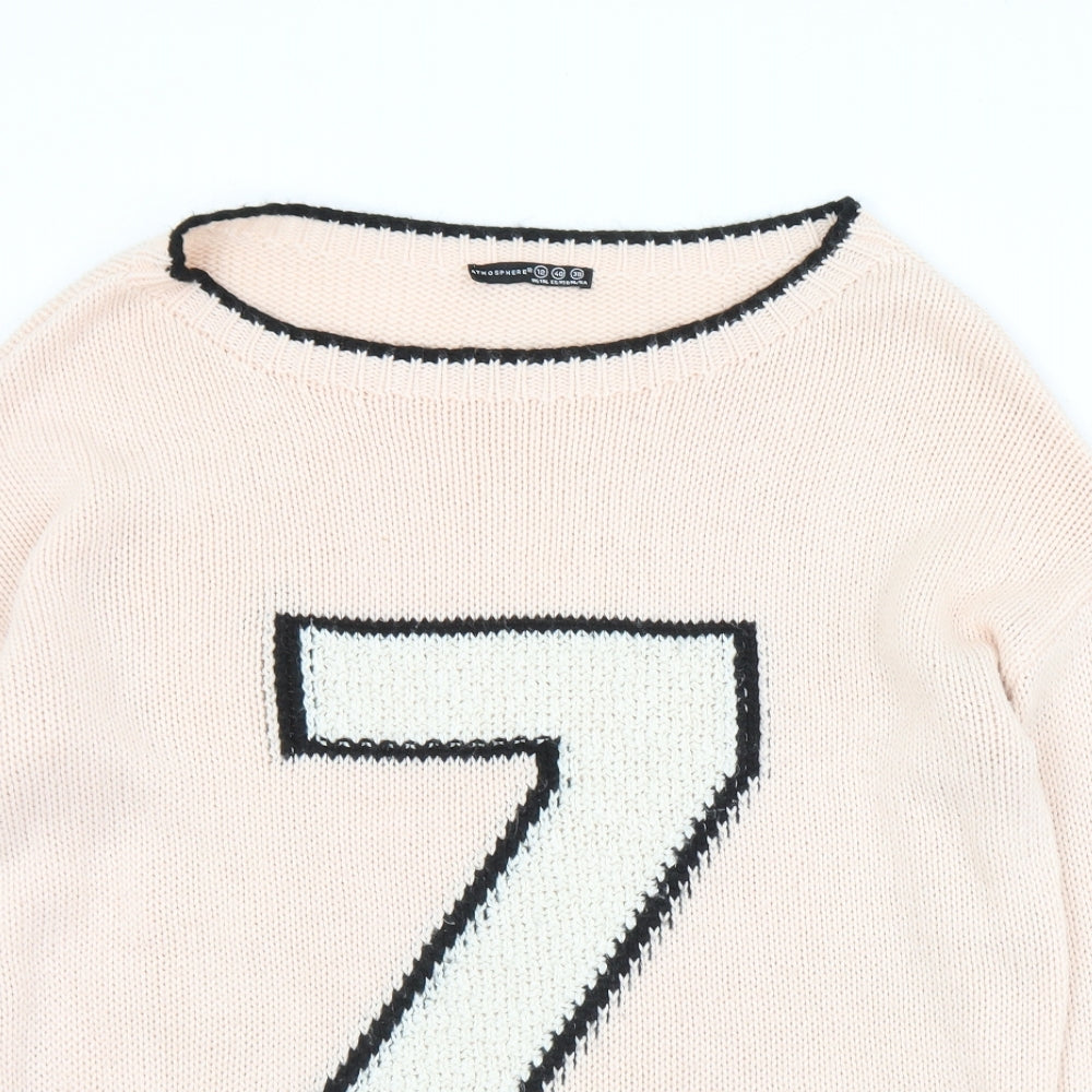 Atmosphere Womens Pink Boat Neck  Acrylic Pullover Jumper Size 12   - 7
