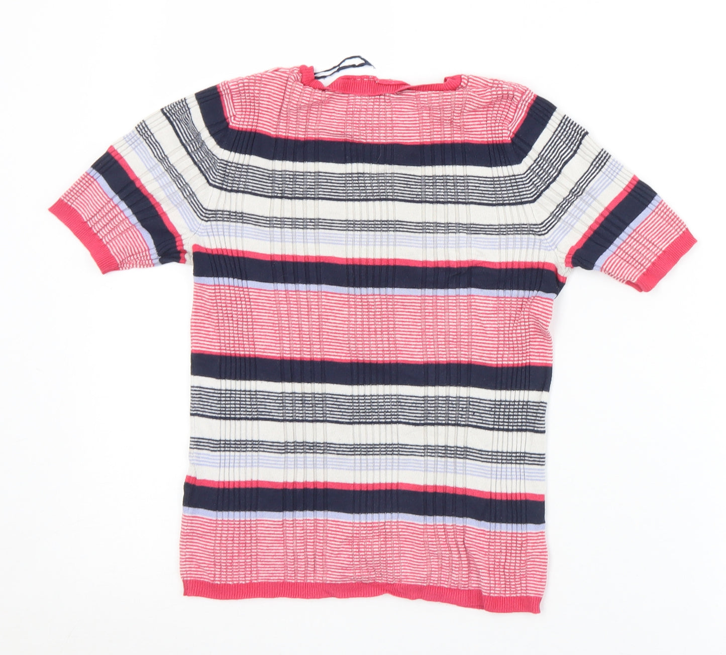 Marks and Spencer Womens Multicoloured Crew Neck Striped Viscose Pullover Jumper Size 8