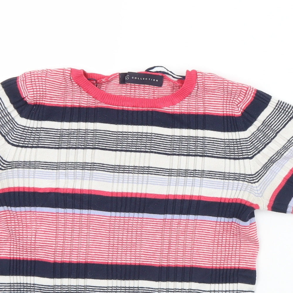 Marks and Spencer Womens Multicoloured Crew Neck Striped Viscose Pullover Jumper Size 8