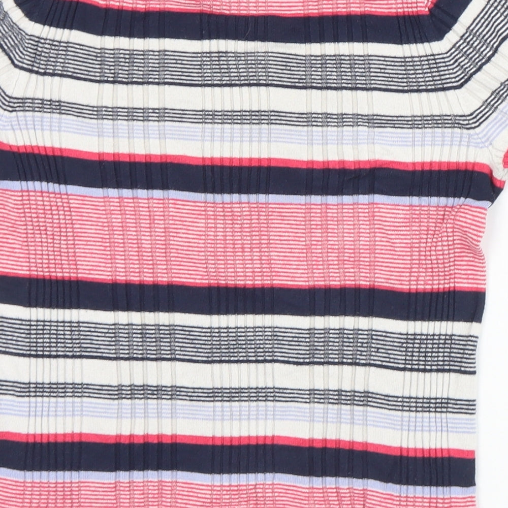 Marks and Spencer Womens Multicoloured Crew Neck Striped Viscose Pullover Jumper Size 8