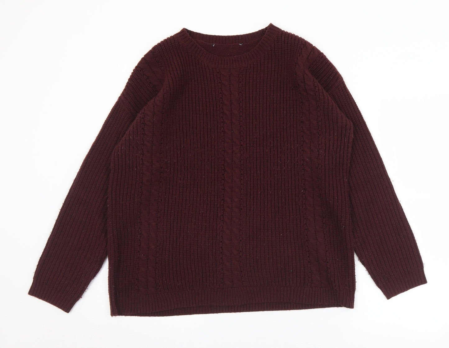 Dorothy Perkins Womens Brown Round Neck  Acrylic Pullover Jumper Size 16