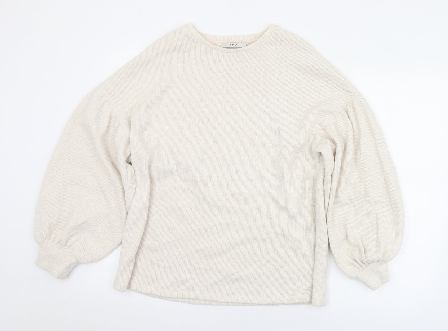 George Womens Ivory Round Neck  Cotton Pullover Jumper Size 14