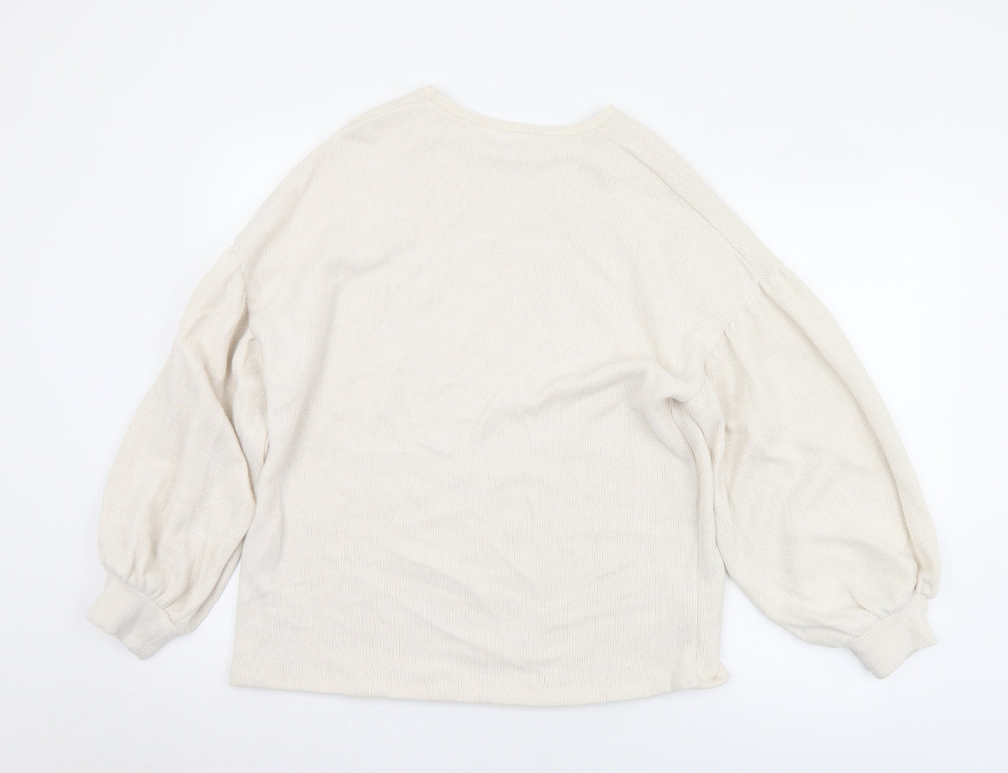 George Womens Ivory Round Neck  Cotton Pullover Jumper Size 14