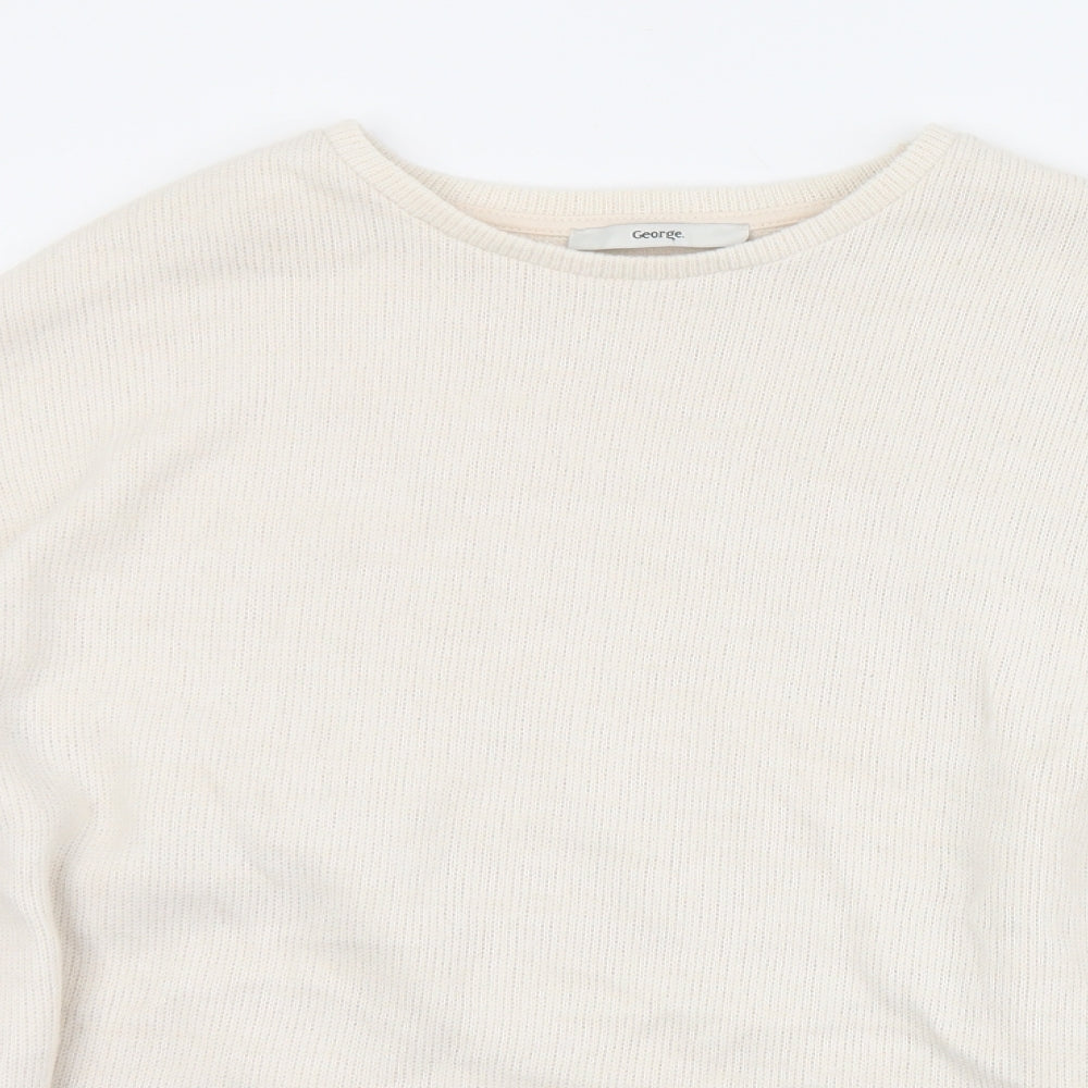 George Womens Ivory Round Neck  Cotton Pullover Jumper Size 14