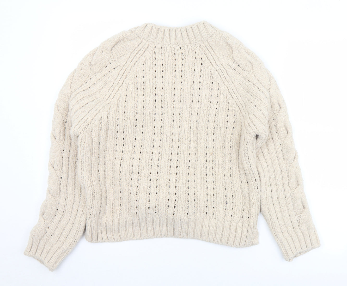 George Womens Beige V-Neck  Acetate Pullover Jumper Size M