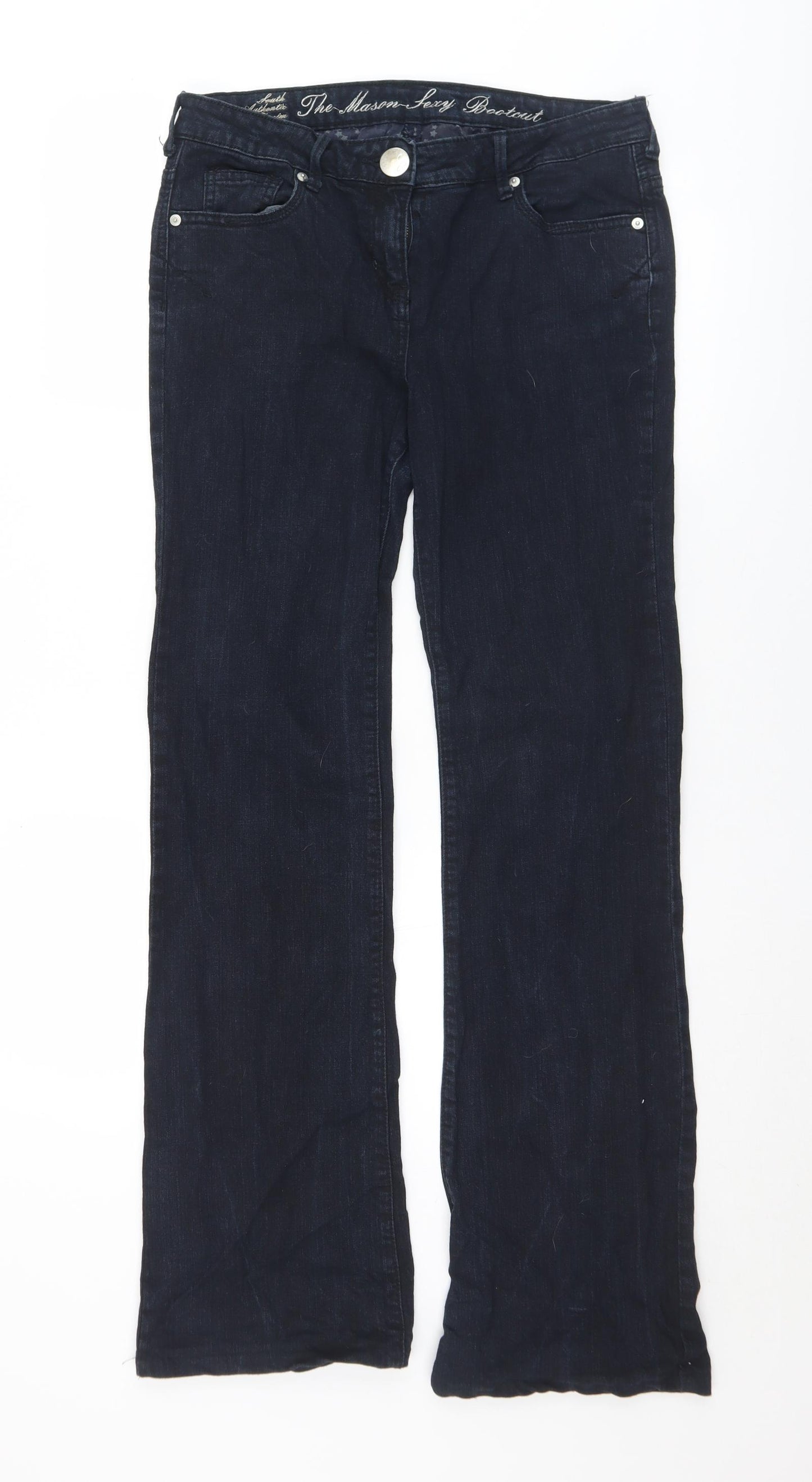 Shop Direct Womens Black  Cotton Bootcut Jeans Size 12 L33 in Regular Button