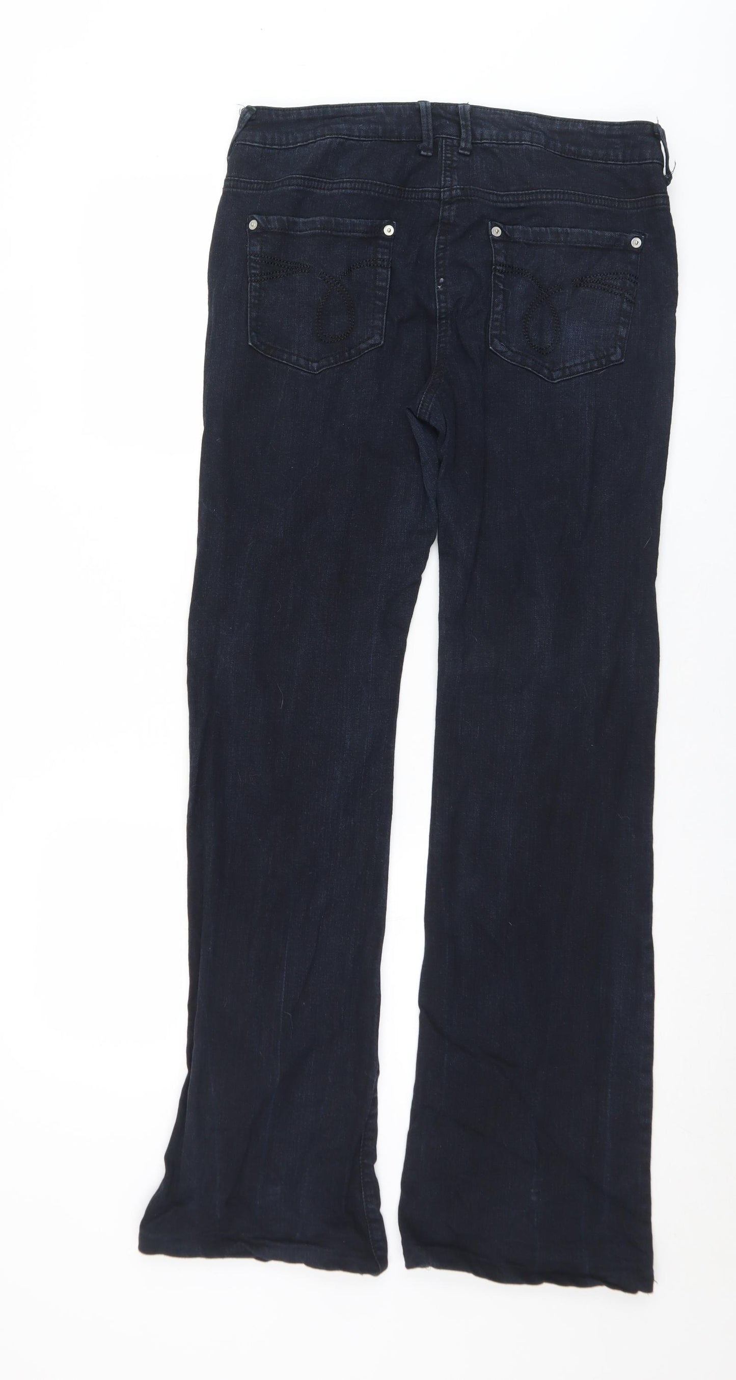 Shop Direct Womens Black  Cotton Bootcut Jeans Size 12 L33 in Regular Button