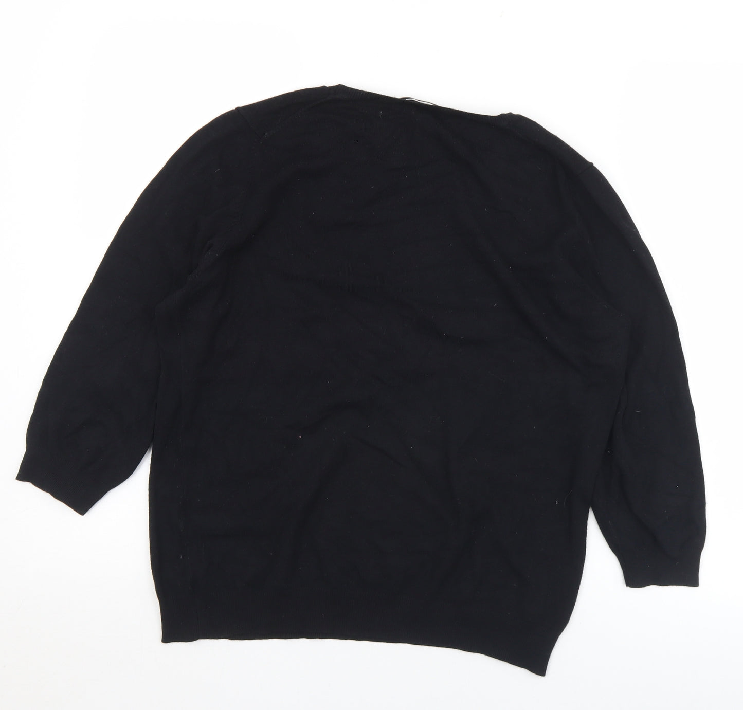 Marks and Spencer Womens Black Round Neck  Viscose Pullover Jumper Size 16