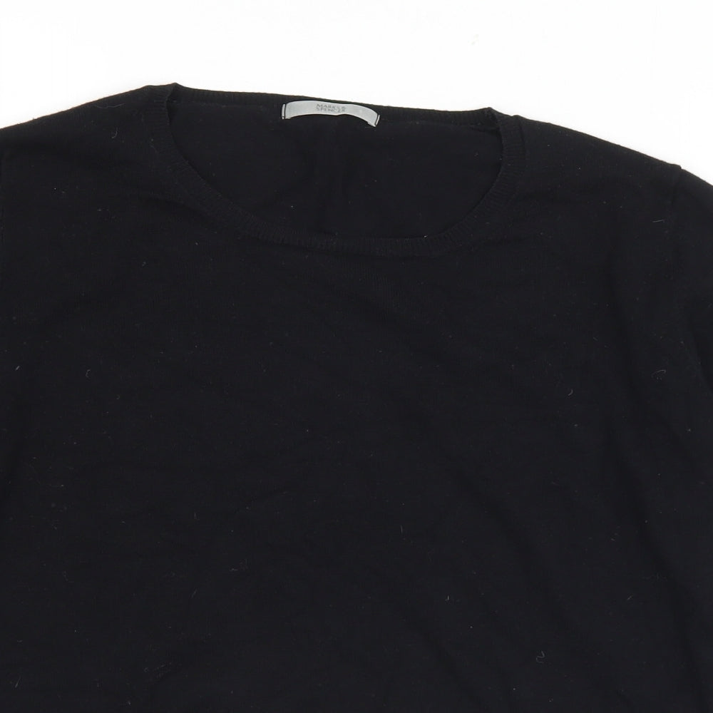Marks and Spencer Womens Black Round Neck  Viscose Pullover Jumper Size 16