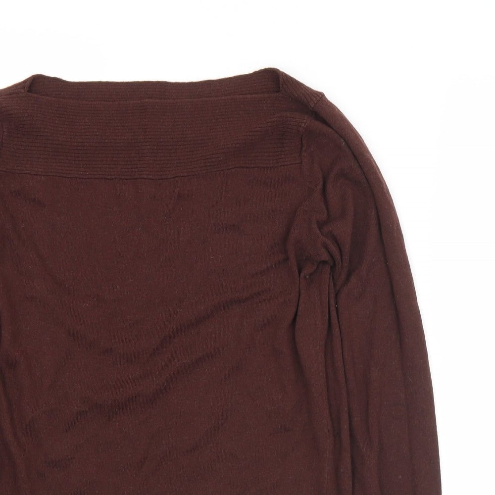 NEXT Womens Brown Boat Neck  Cotton Pullover Jumper Size 8