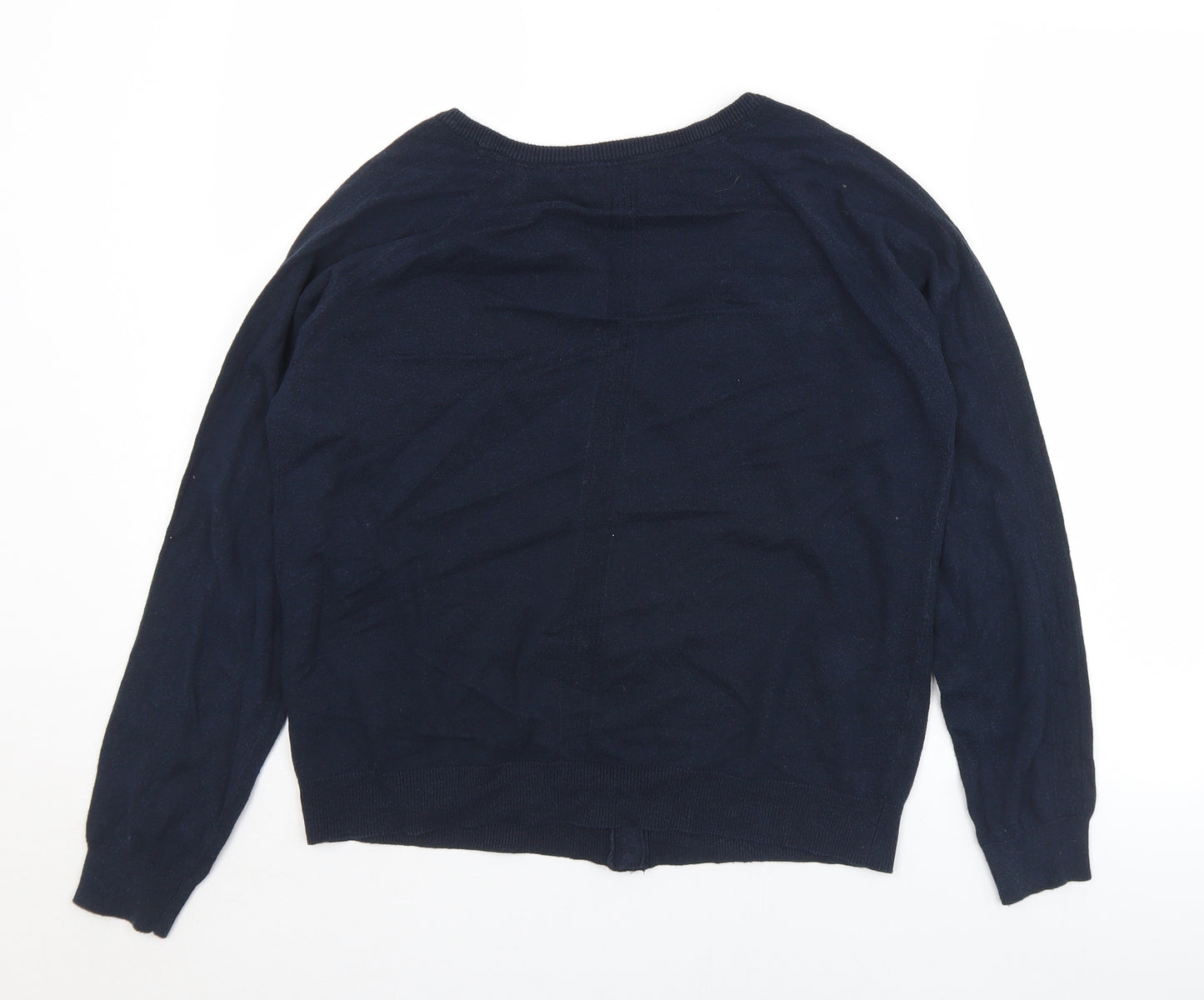 NEXT Womens Blue Round Neck  Cotton Cardigan Jumper Size 16