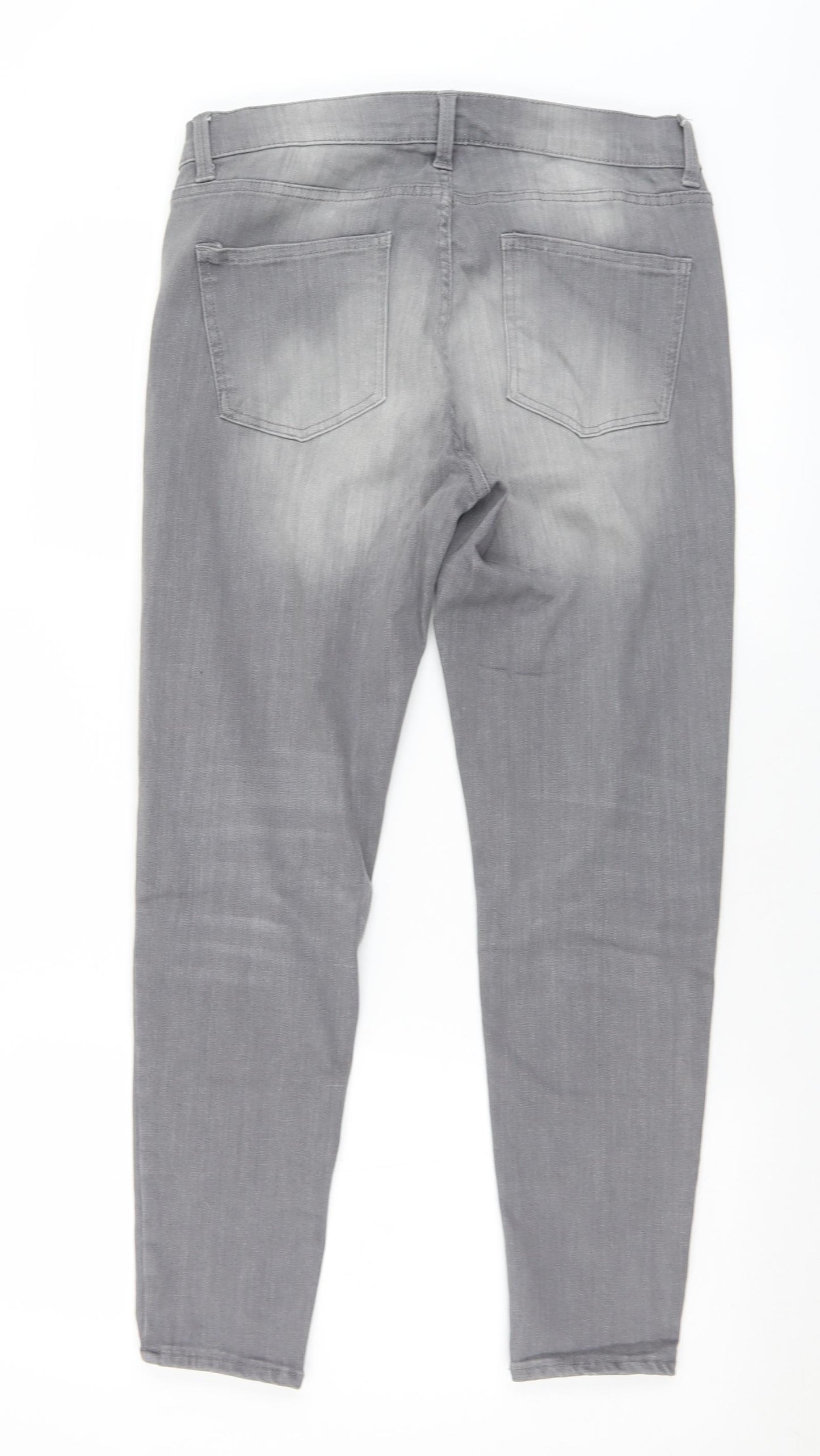 Debenhams Womens Grey  Cotton Cropped Jeans Size 12 L26 in Regular Button - Ankle Grazer