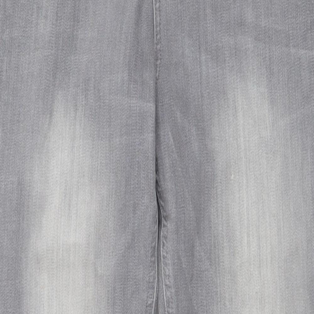 Debenhams Womens Grey  Cotton Cropped Jeans Size 12 L26 in Regular Button - Ankle Grazer