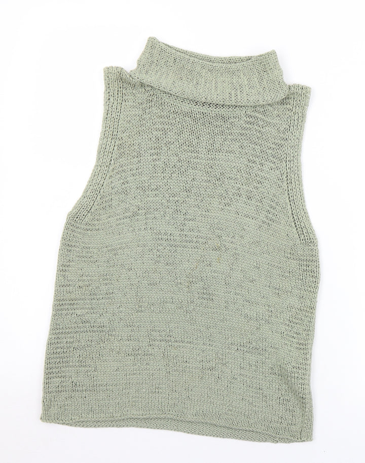 Princples Womens Green Roll Neck  Acrylic Vest Jumper Size 18