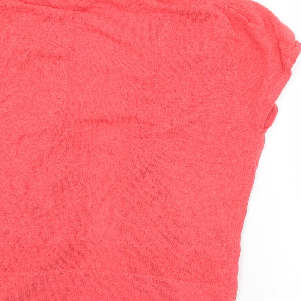 Text Womens Red Collared  Viscose Cardigan Jumper Size L