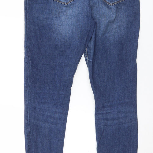Denim & Co. Womens Blue  Cotton Tapered Jeans Size 14 L29 in Regular Button