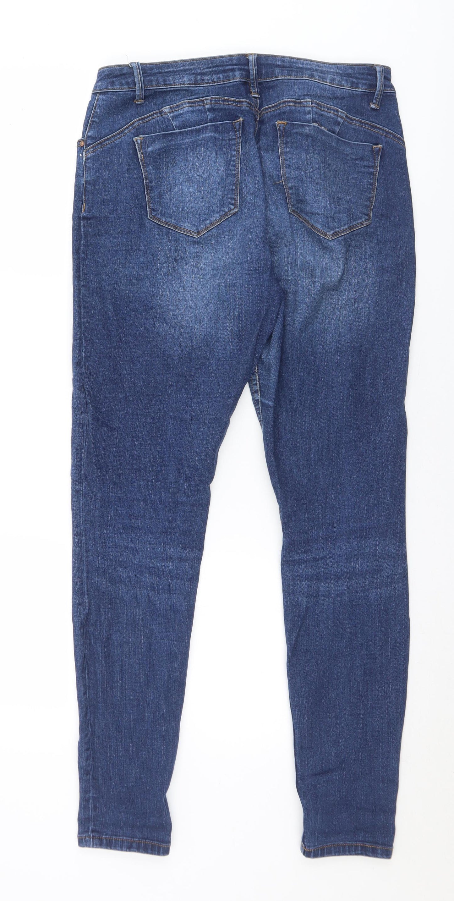 Denim & Co. Womens Blue  Cotton Tapered Jeans Size 14 L29 in Regular Button