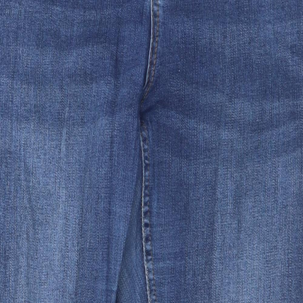Denim & Co. Womens Blue  Cotton Tapered Jeans Size 14 L29 in Regular Button