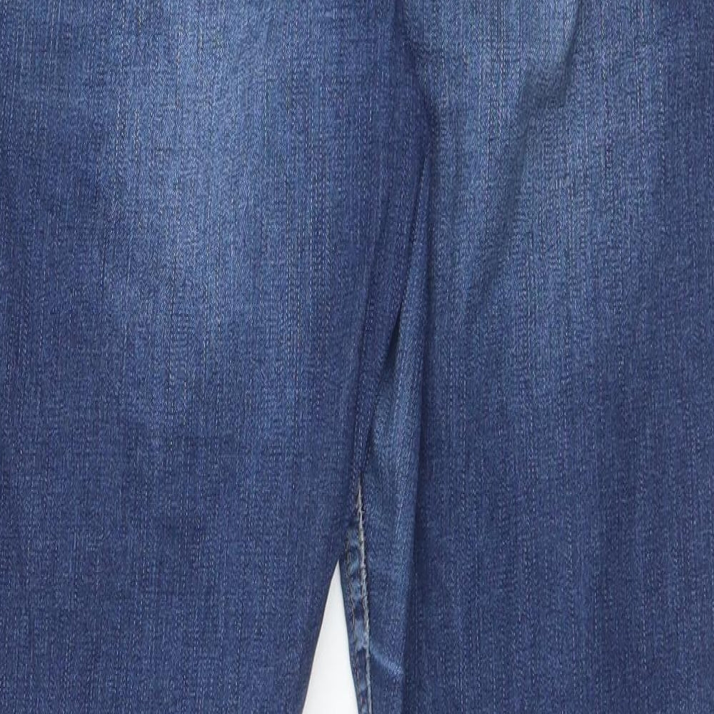 Denim & Co. Womens Blue  Cotton Tapered Jeans Size 14 L29 in Regular Button